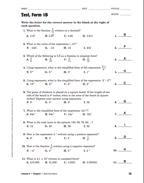 test Answers